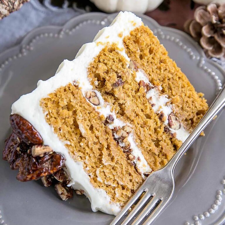 Pumpkin Cake with Candied Pecans