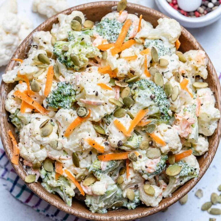 Creamy Broccoli Cauliflower Salad | Healthy Fitness Meals