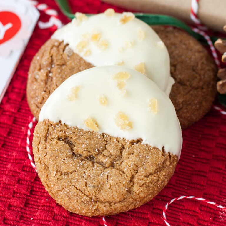 Snow Capped Gingersnaps (Chewy Gingerbread Cookies)